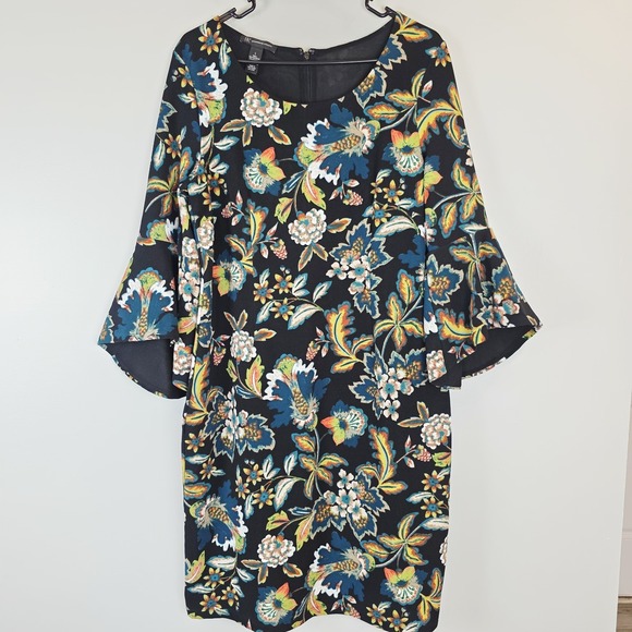 INC International Concepts Dresses & Skirts - INC Black & Yellow Floral Sheath Dress Floral Print Large.A32